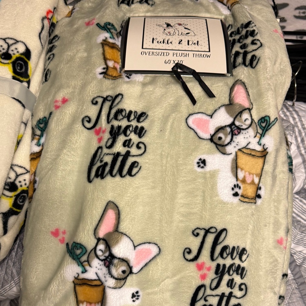 Pickle and dot Frenchie blanket. NWT’s